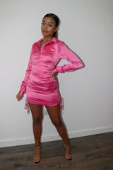 Tamara Hot Pink Ruched Dress