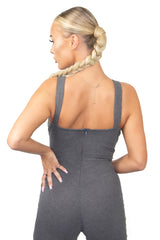 Let's Chill Grey Ribbed Jumpsuit