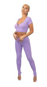 Chill And Vibes Lilac Two Piece Set